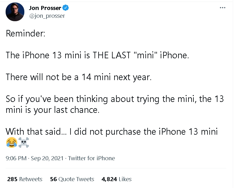 不再有iPhone14 mini？科技達人曝：13 mini是末代機型！