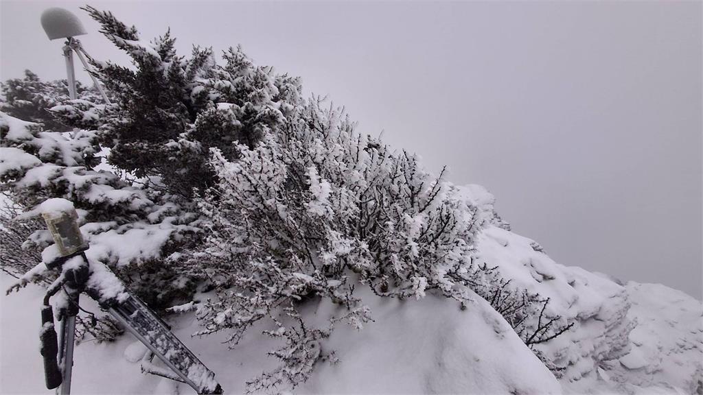 快新聞／玉山積雪今晨已達5公分　銀白美景如夢似幻