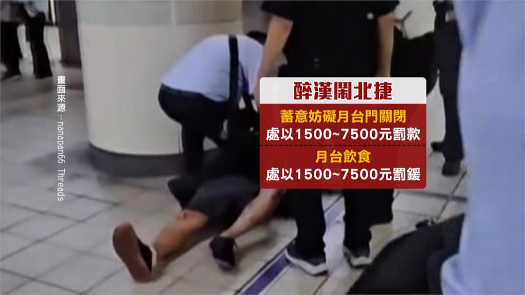 北捷西門站1醉漢影響車門關閉　　遭保全壓制在地