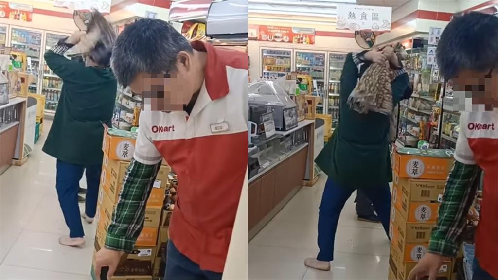 阿公嗆一句「你X小」引爆衝突！阿嬤雨傘狂毆追進超商…店員「超淡定反應」引熱議