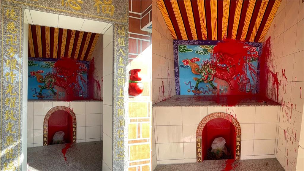 彰化百年「山壩福德宮」遭惡意潑漆！新廟遭毒手畫面曝光⋯信徒痛心譴責