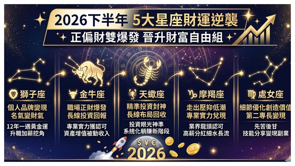 5大星座下半年「正偏財」翻身！專家曝「星盤能量」運勢：迎來財富關鍵