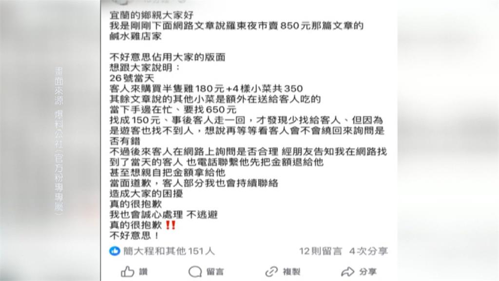 孔金欸? 鹹水雞「半雞加四配菜要價850元」