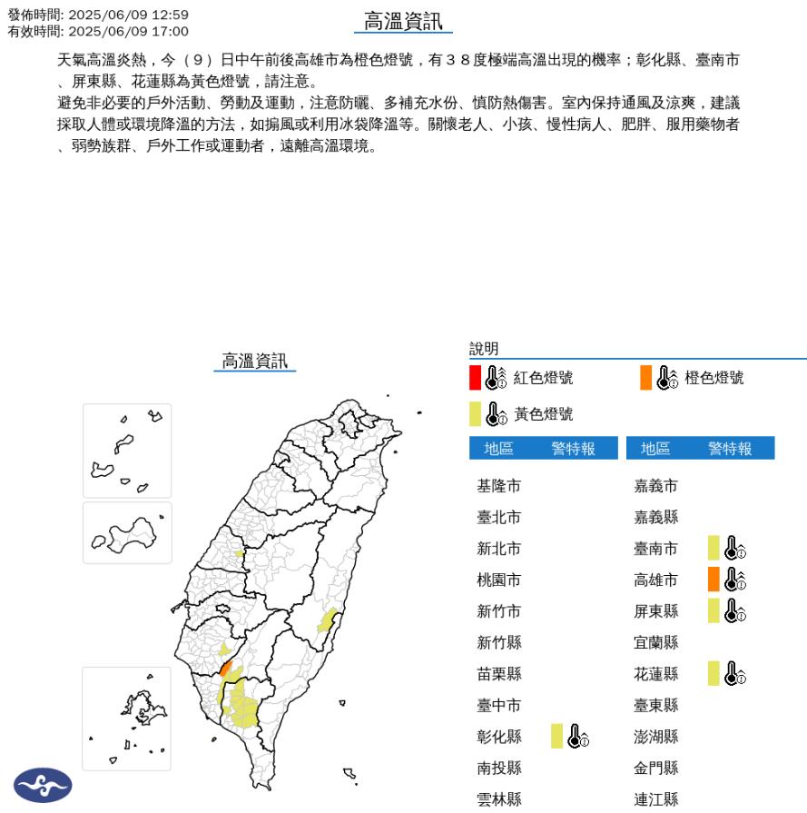 快新聞/熱浪來襲!5縣市狂亮高溫燈號 「這地」恐飆38度