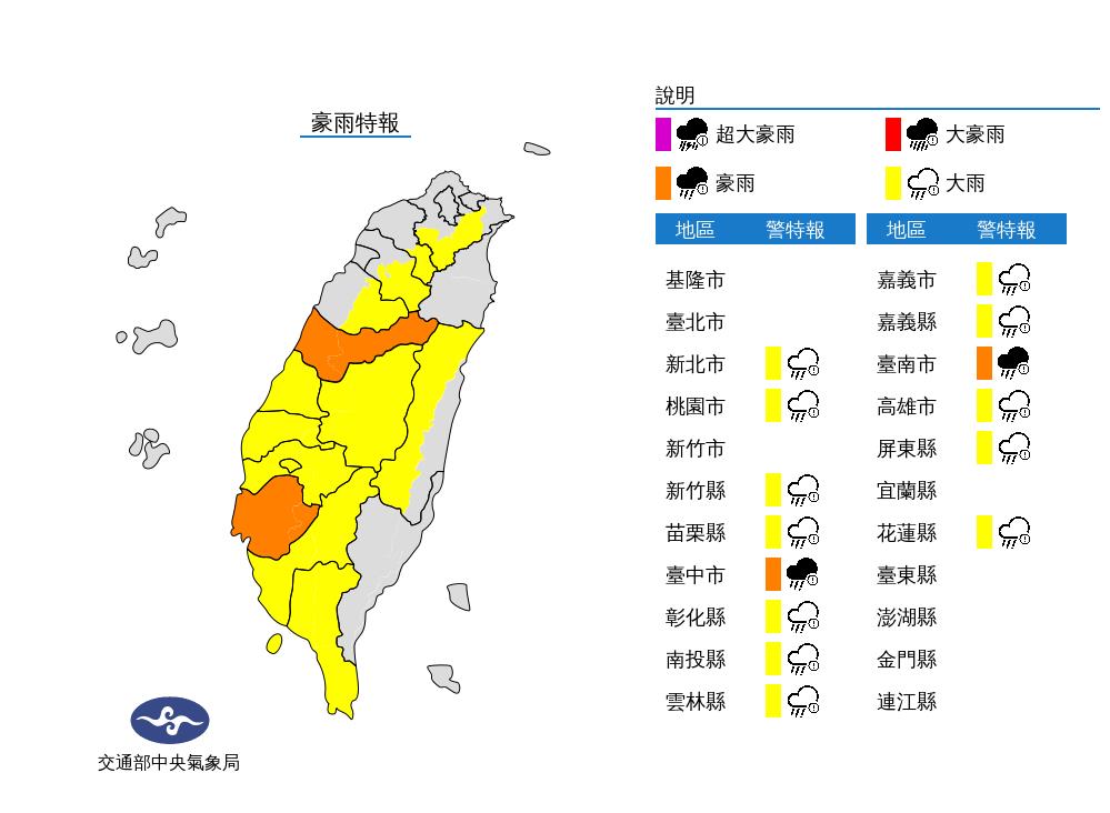 快新聞／國家級警報又響！大雷雨襲台中　14縣市豪大雨特報