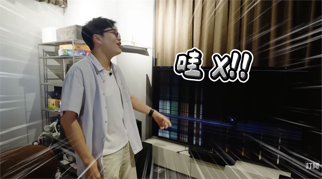 Joeman開箱26萬電視被砸破！「監視器剛好被遮住」爆羅生門：是他推倒的？