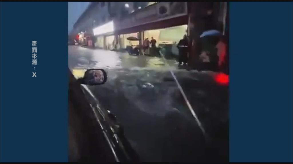 水深火熱！　中國廣東酷暑、暴雨淹水　駕駛困水中呼救