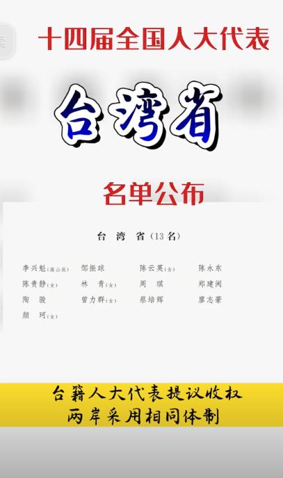 中國兩會「謎之SOP」篩出5女8男！列「台灣省代表」竟全無中華民國籍