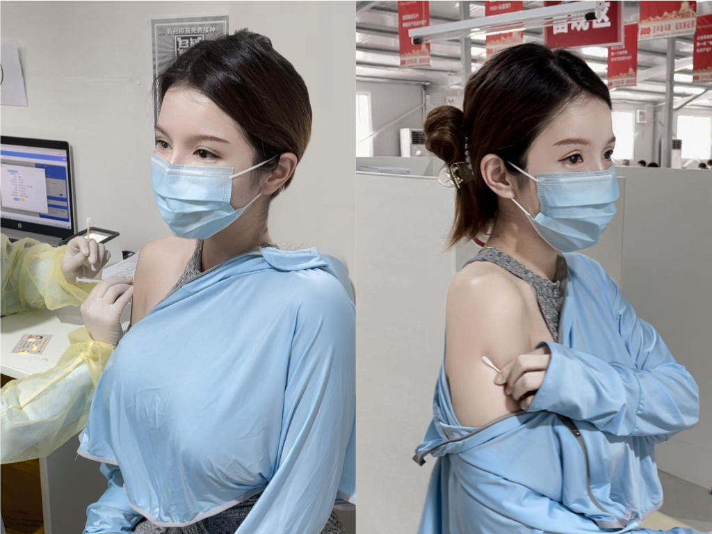 「兇版李毓芬」露香肩中國打疫苗！網酸：打了1劑沒用的科興疫苗