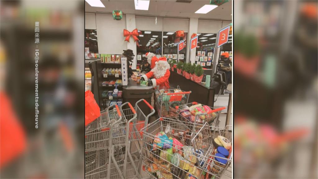 耶誕老人變小偷闖超市　搶走食物放耶誕樹下免費取