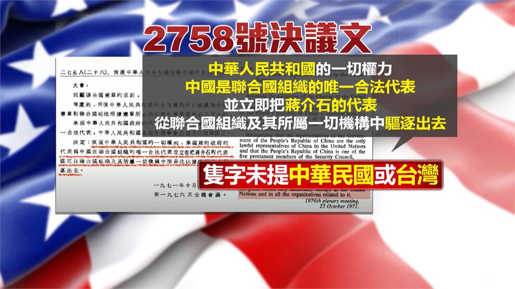 聯大2758決議僅處理中國代表權、不涉台　美眾院行動支持台灣國際地位