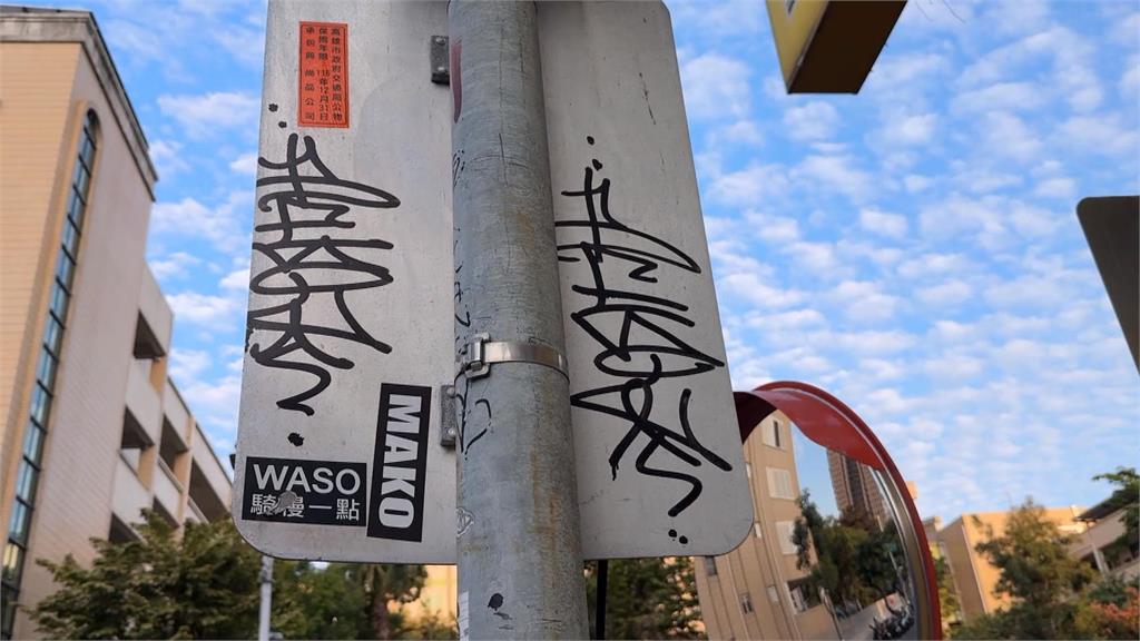 高雄玉竹商圈巷弄「塗鴉亂象頻傳」 路牌、反光鏡都遭殃