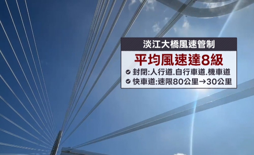 淡江大橋啟動防颱機制　10級強風將封橋改道通行