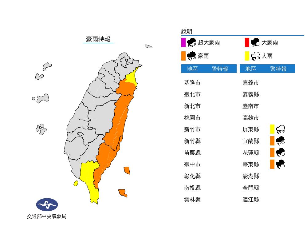 快新聞／杜蘇芮外圍環流發威！　4縣市豪大雨特報