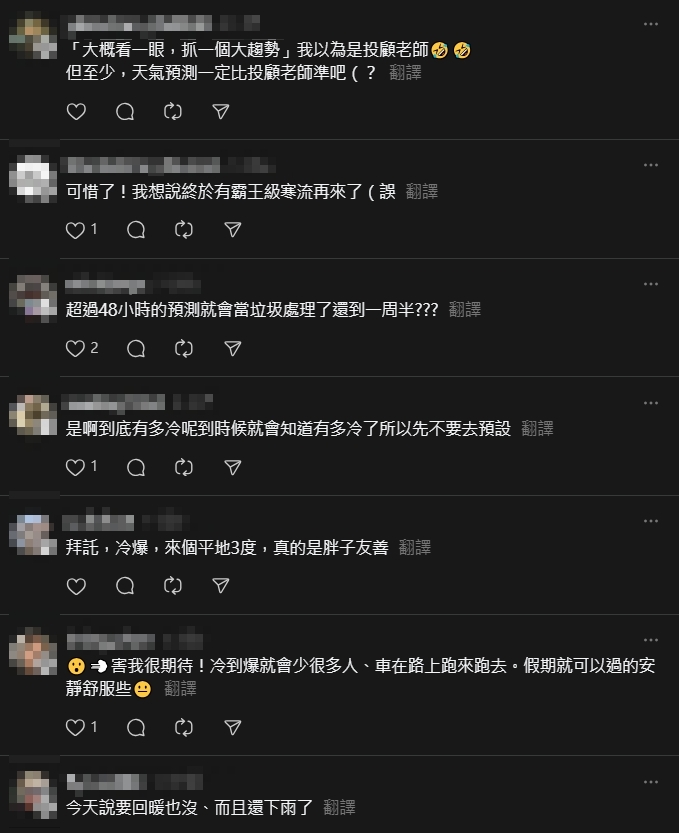 霸王級寒流來襲「過年台北剩3度」?氣象粉專「6字神回覆」曝背後真相
