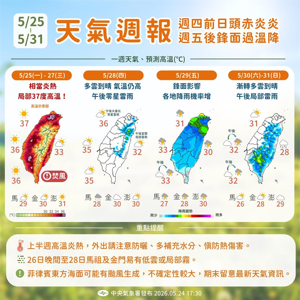 好天氣翻臉「強降雨系統」敲門了!專家揭震撼圖「4雲團排隊」空降時間曝:盪幅度大