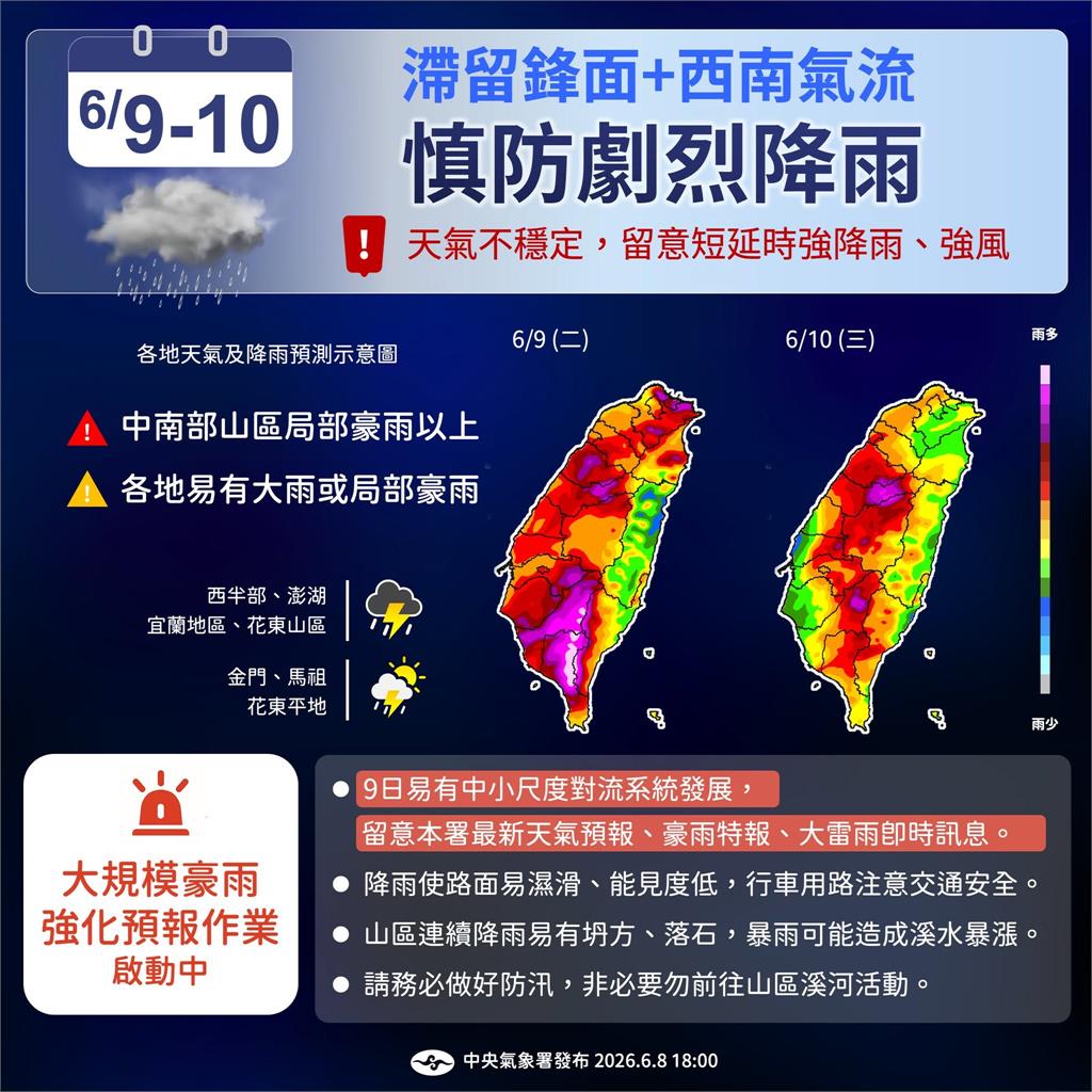 快新聞／「大規模劇烈豪雨作業」今早8時退場　「這時間」全台雨勢趨緩