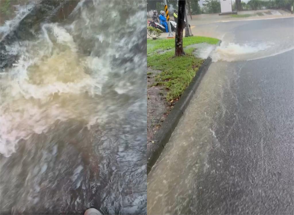 雨彈狂炸屏科「馬路慘變黃河」！騎士打滑「連人帶車摔飛」3秒驚險畫面曝光