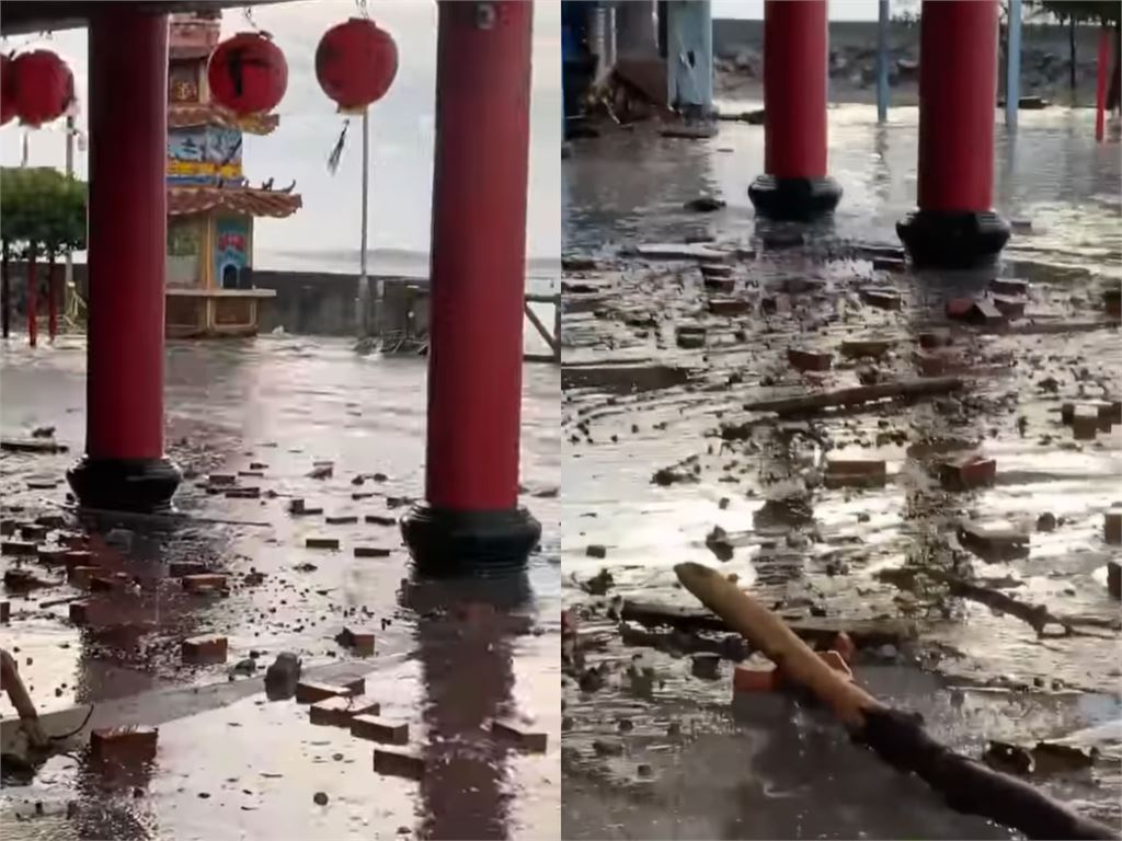 台東真的咕嚕咕嚕！杉原安天宮慘變水上樂園…宮廟遭「巨浪狂灌」驚悚畫面曝