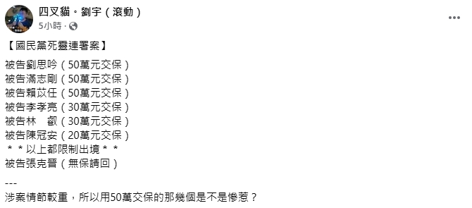 涉「死亡連署」藍青年6人交保!四叉貓點名「這3人」慘了:涉案情節較重