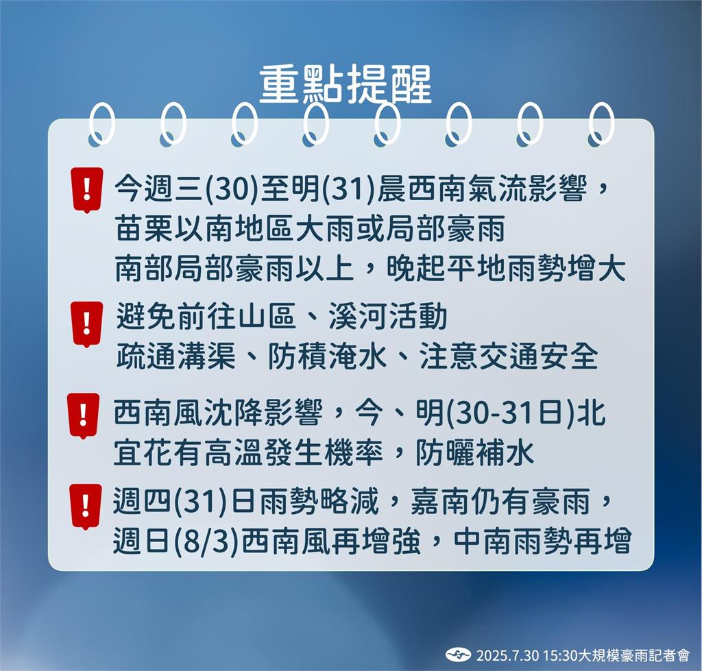 快新聞/西南氣流持續發威! 氣象署曝中南部雨勢最新情況