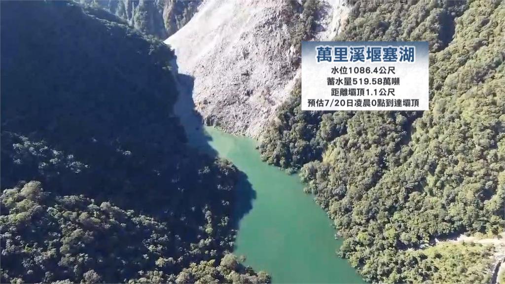 距離壩頂只剩約1公尺！　萬里溪堰塞湖估週一凌晨溢流