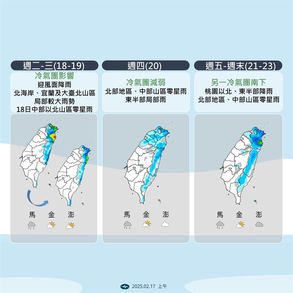 快新聞/入夜後變天!連兩波冷氣團報到 「這時間」下探11度