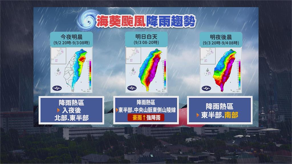 「海葵」逼近陸警範圍擴大 週日預估從台東登陸