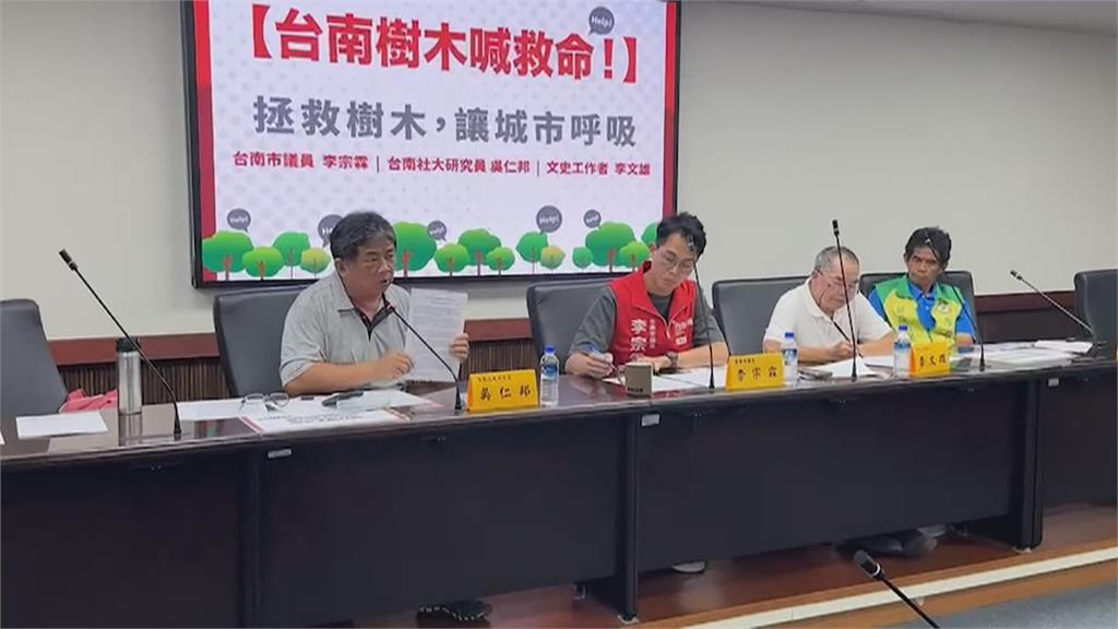 台南大南門古蹟公園老杉遭砍 7棵百年老樹無預警砍伐惹怒民團