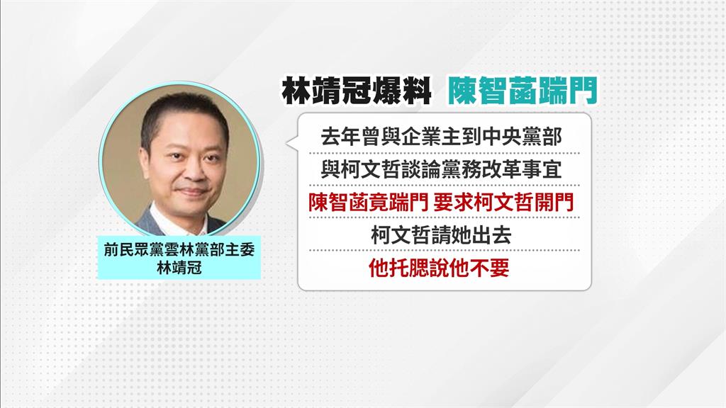 林靖冠爆陳智菡「踹門」　陳智菡當柯文哲面駁：我怎麼敢