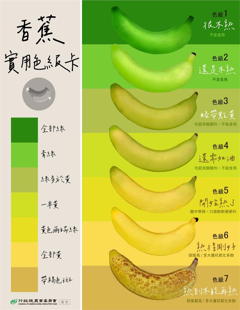 香蕉怎麼選？超實用「色級卡」7種熟度、營養一次看　這些千萬別吃！