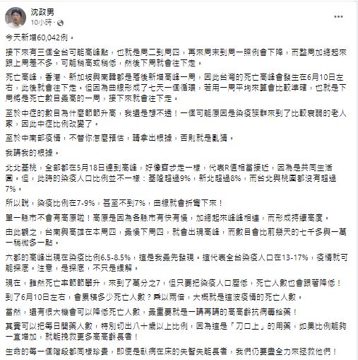 快新聞／醫估全台3個可能高峰點　下週疫情將往下走