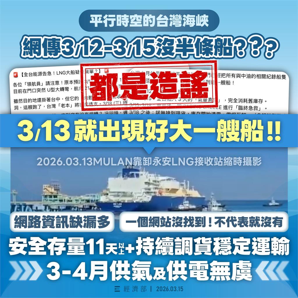 網傳台灣液化天然氣沒半艘?經濟部火大秀證據