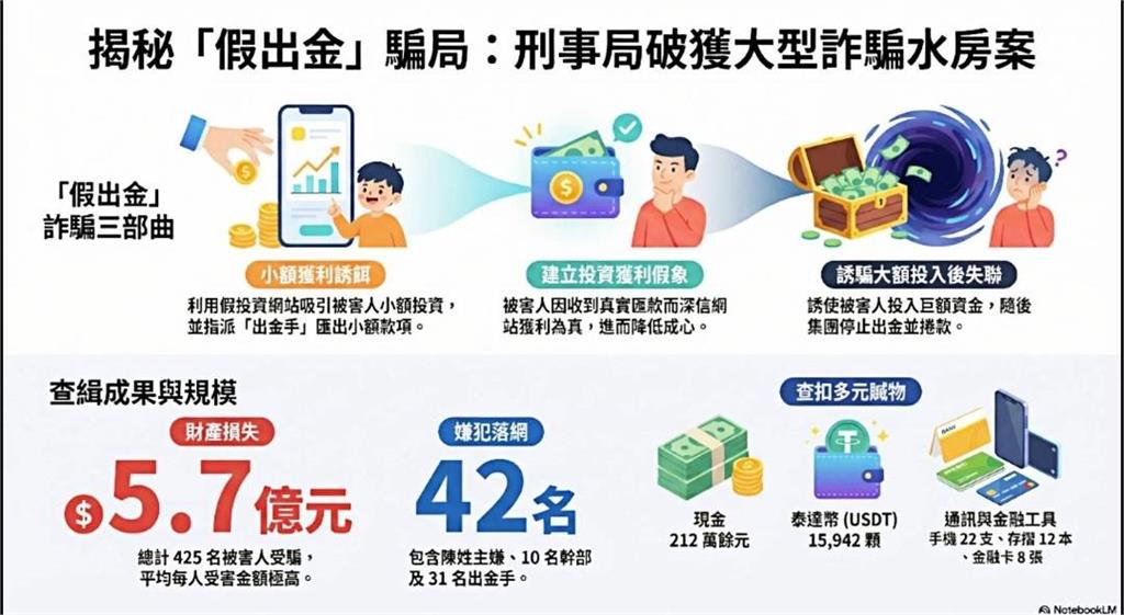 超過400人遭詐逾5.7億! 刑事局偵破42人"出金手"集團