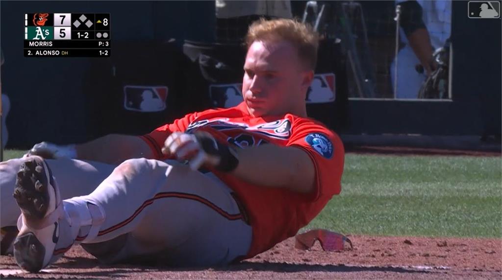 MLB (影)／球場驚悚時刻！金鶯巨砲「北極熊」被快速球擊中頭部倒地