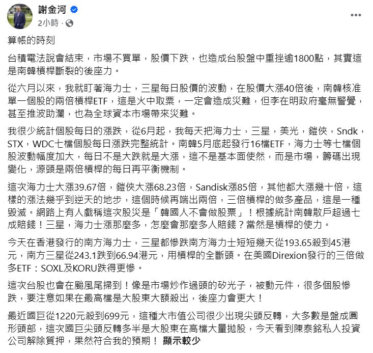 台積電法說會變法會！台股跌2953點創盤中、尾盤最大跌點