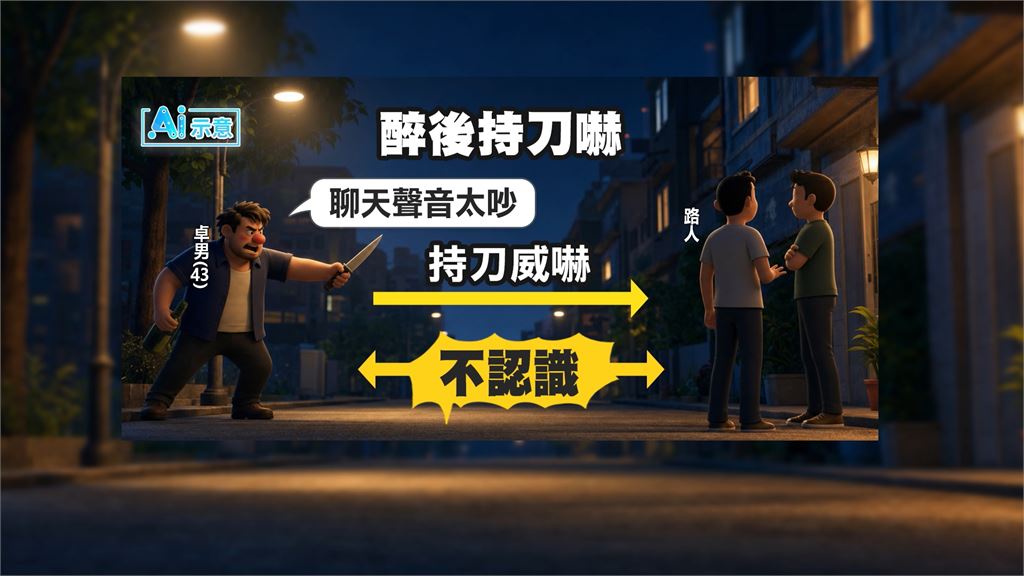 不滿路人聊天太吵！　桃園醉男持刀威嚇依恐嚇罪送辦