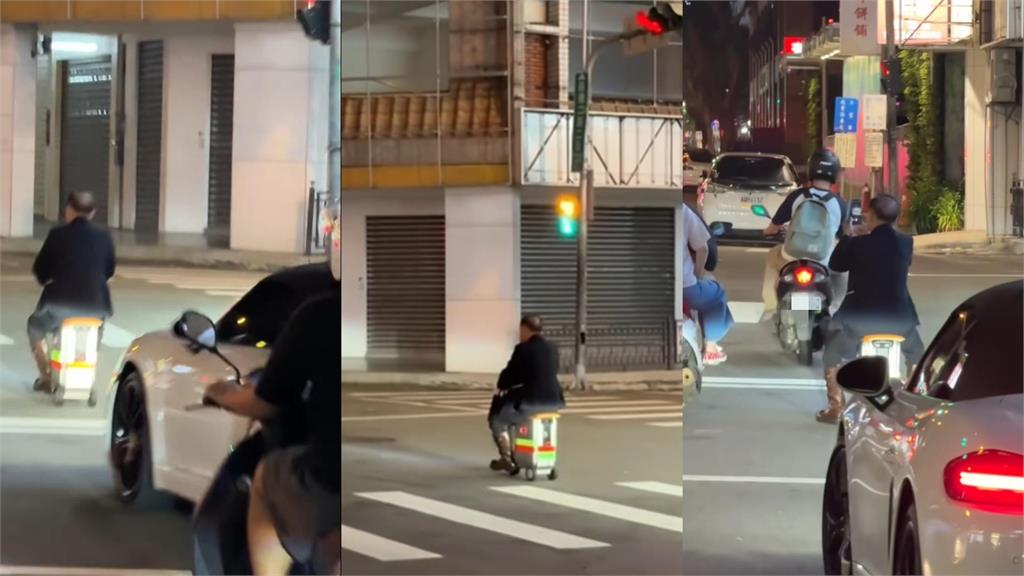 台中大叔騎「電動行李箱」一路狂飆!網驚喊「「移動神主牌」警方回應了