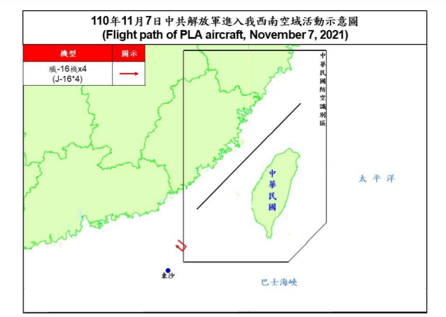 快新聞／中國軍機又擾台！　7日再派「殲-16機」4架次闖我西南空域