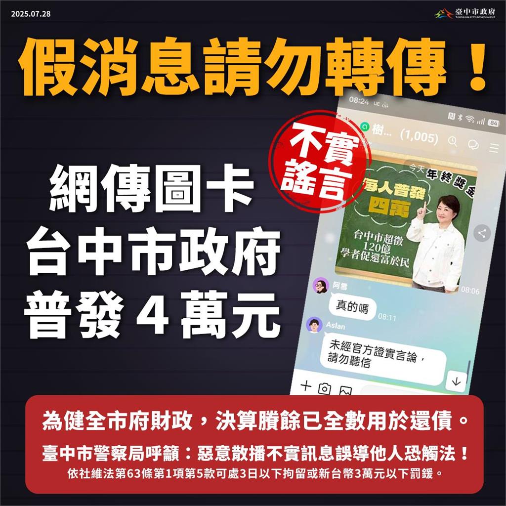 網友PO普發4萬圖卡被送辦 台中地院裁定「這原因」不罰