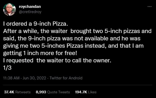 9吋披薩換2個5吋還多賺？他現場秀「πr²」秒打臉老闆