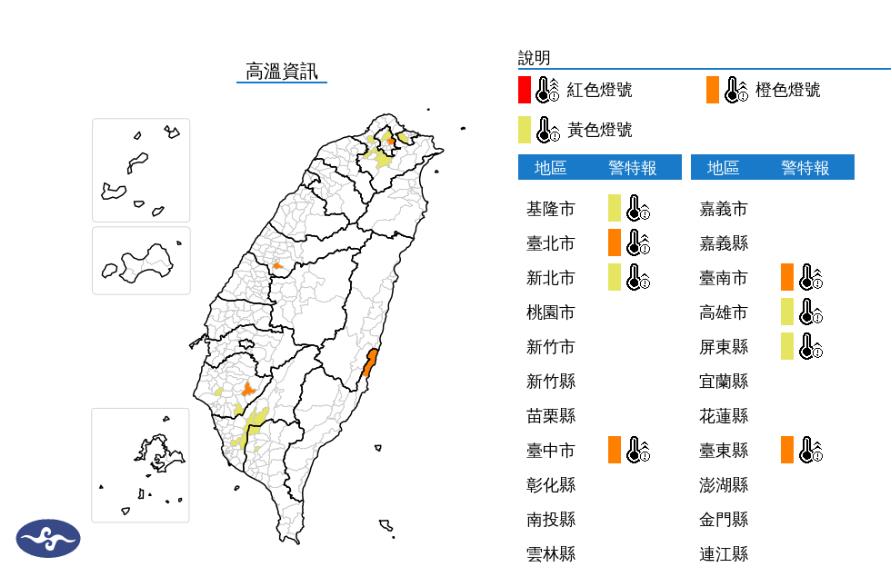 快新聞／出門注意！8縣市狂亮高溫燈號　「這4地」恐連飆36度