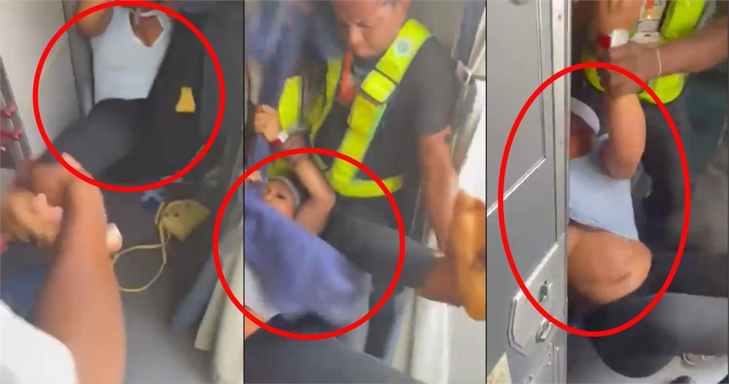女客「呼空姐巴掌」被扛下機！上衣遭扯爛「掉出超巨雙球」30秒無碼片曝光