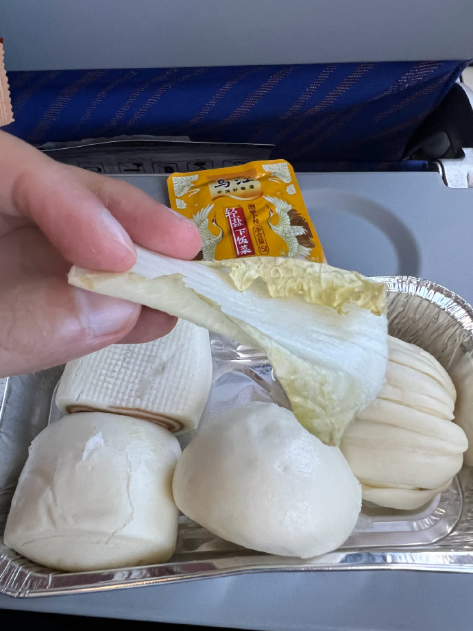 中國飛機餐「4饅頭＋1片白菜」！美食博主抱怨寒酸…網傻眼：牢飯嗎？