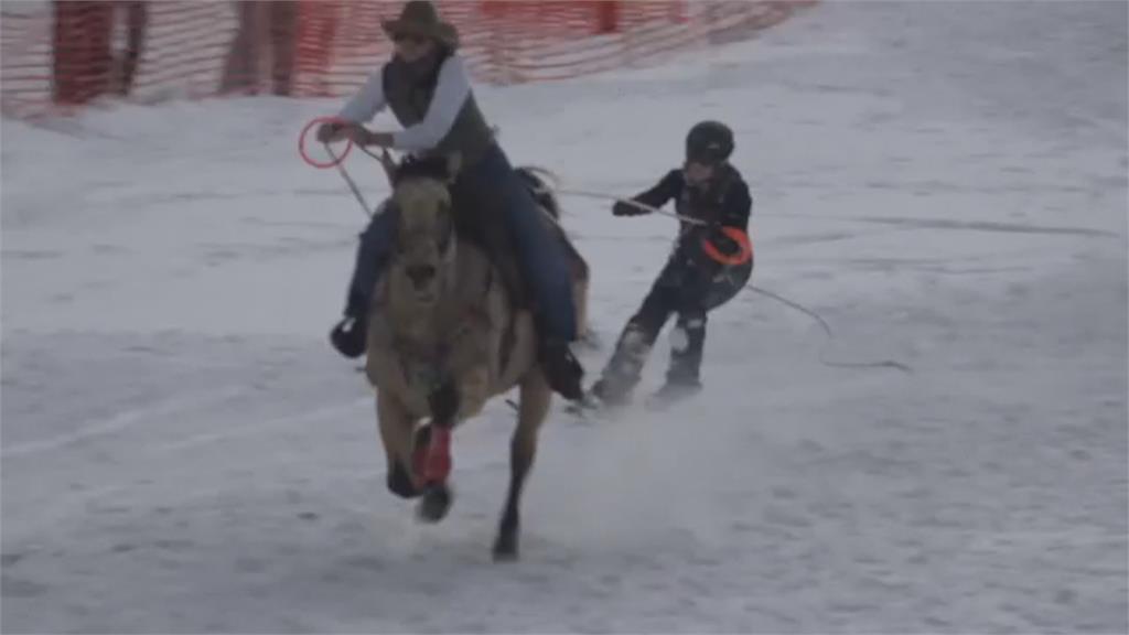 刺激!美愛達荷州拖曳滑雪賽 馬拉人飆時速56公里