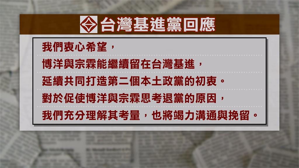「台灣基進」張博洋、李宗霖宣布退黨 加入民進黨拚連任?兩人都回應了