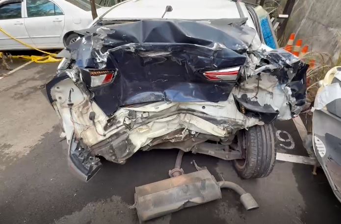 前往快速道路處理掉落物　竹東警車遭貨車追撞　女警輕傷一度失憶