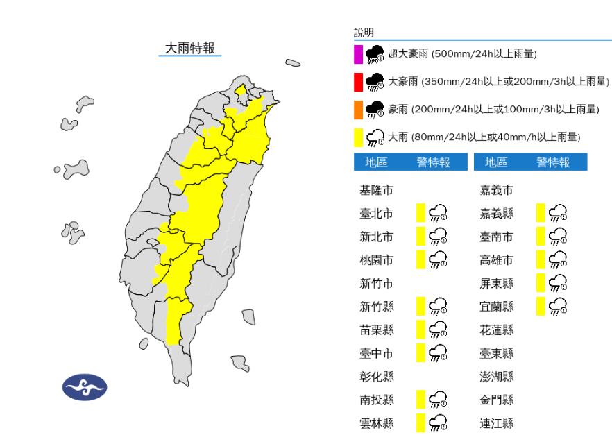 快新聞/國家級警報響起!13縣市大雨特報 大雷雨狂炸新北等3地