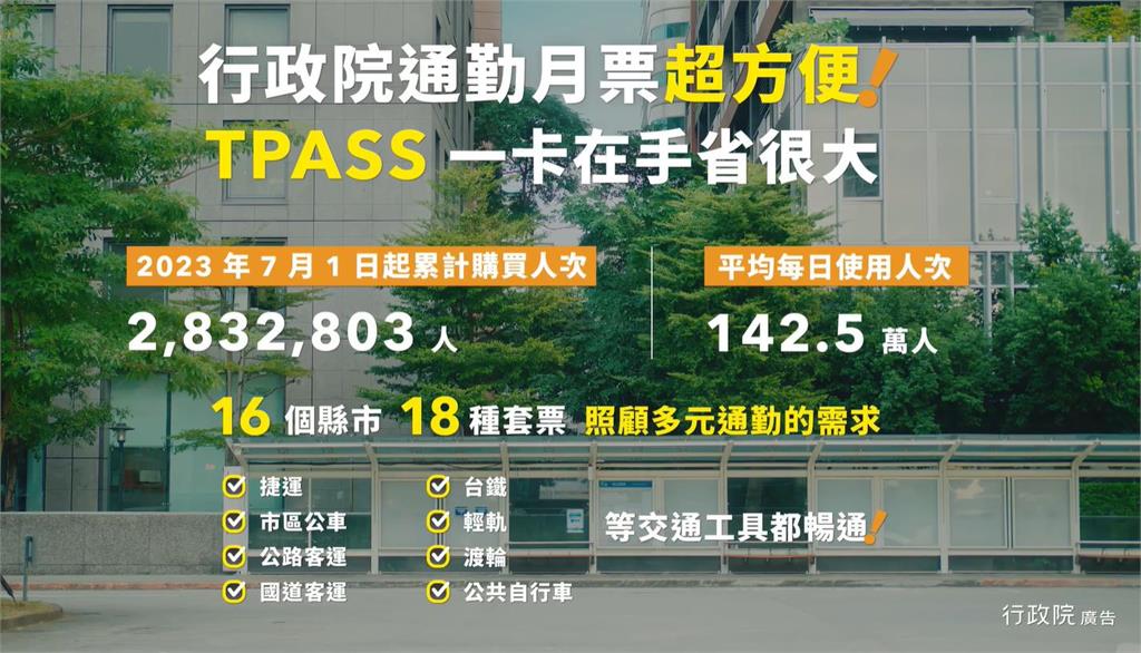 快新聞／TPASS月票已於16縣市實施　陳建仁：用最平價方式縮短通勤