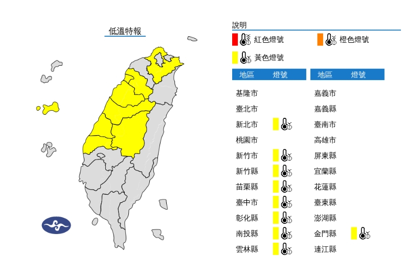 快新聞／注意保暖！大陸冷氣團+輻射冷卻　　9縣市低溫特報恐跌破10度